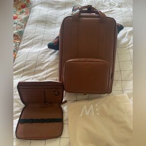 Monos Metro Travel Work Backpack Mahogany Vegan Leather Like New